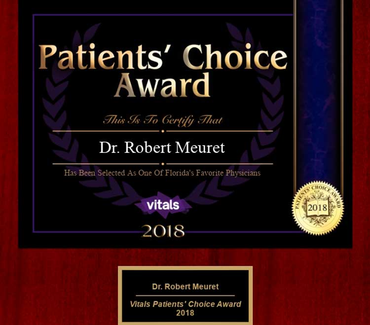 dr robert meuret, 2018 patients choice award, vitas patient rating, doctor, patients