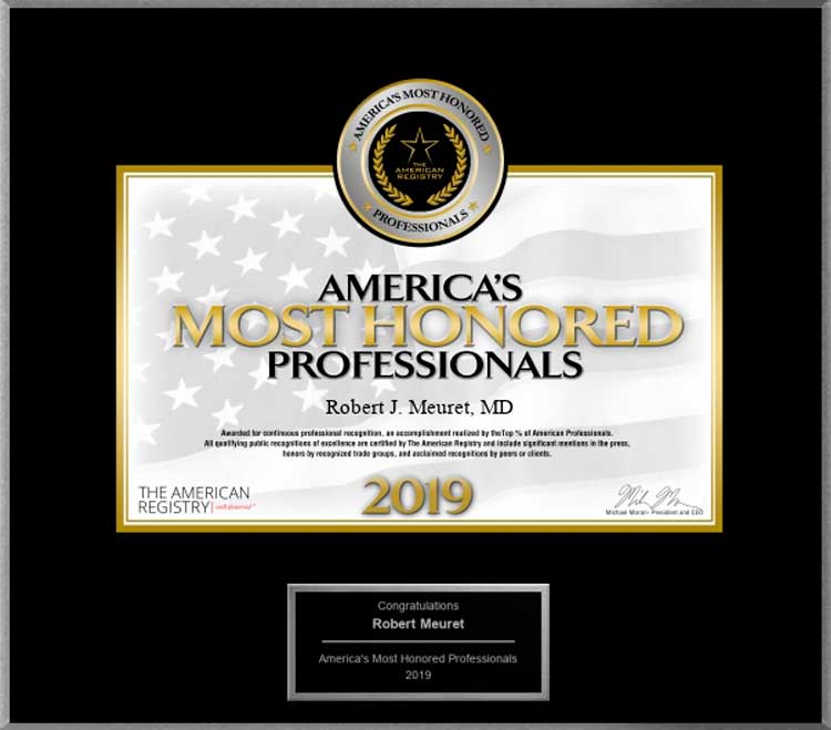 dr robert meuret, 2019 americas most honored professionals