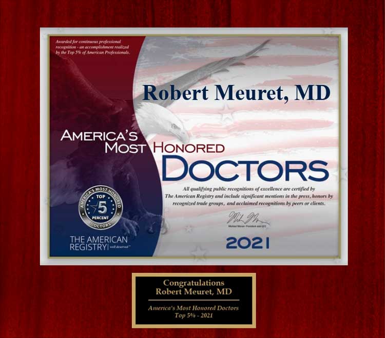dr robert meuret, 2021 americas most honored doctors award