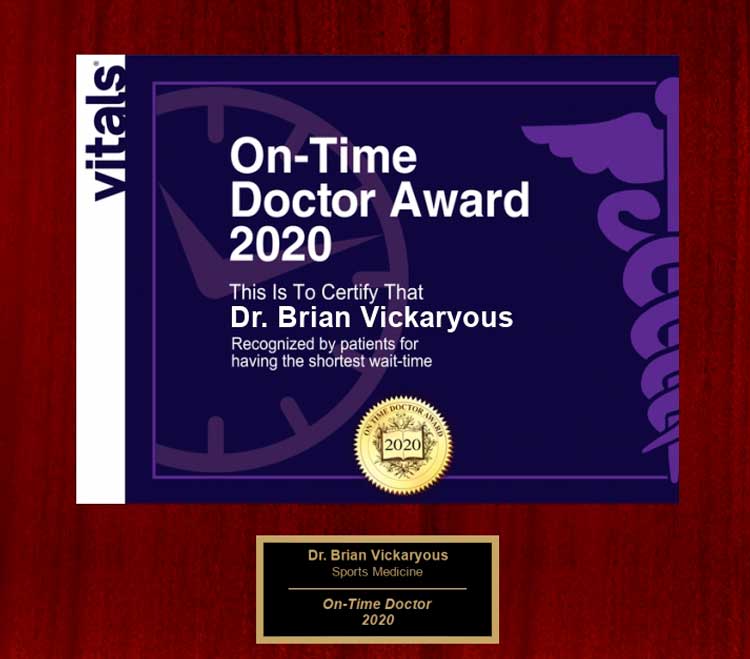 vitals on time doctor award in sports medicine
